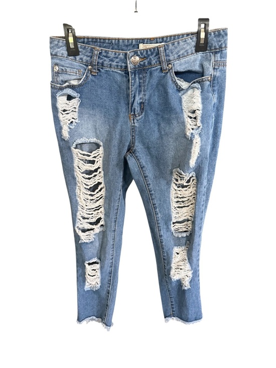 Harmony + Havoc Pants - Distressed Light Blue Straight-Leg Jeans